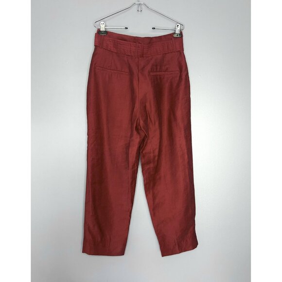 H&M Conscious Pants Womens 8 Belted Trousers High Rise Straight Leg Tencel Chic - Picture 6 of 14